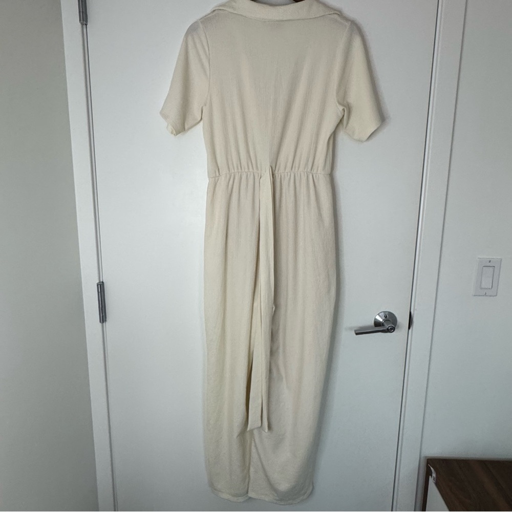 Size 4 Small ASOS Design White Cream Lined Minimalist Jumpsuit with Belt Tie - Picture 4 of 16